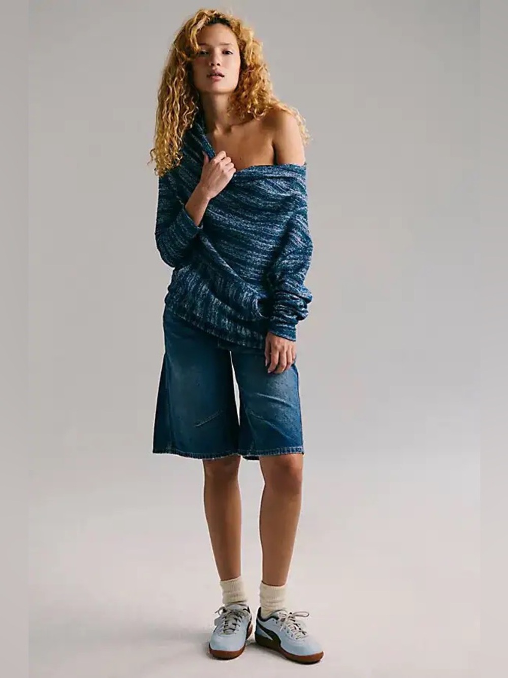 NWT FREE PEOPLE Ava Pullover- Sailor Blue $88 MSRP
